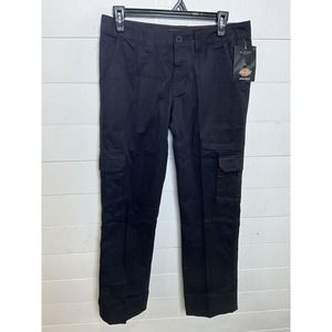 Dickies Womens‎ Relaxed Fit, Straight Leg Cargo Pants, Rinsed Black, 4R NEW